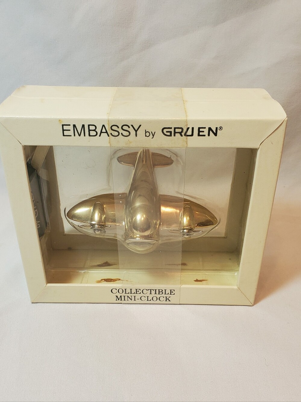Embassy by Gruen Vintage Airplane Collectible Mini-Clock Desk Shelf Mantle NWT